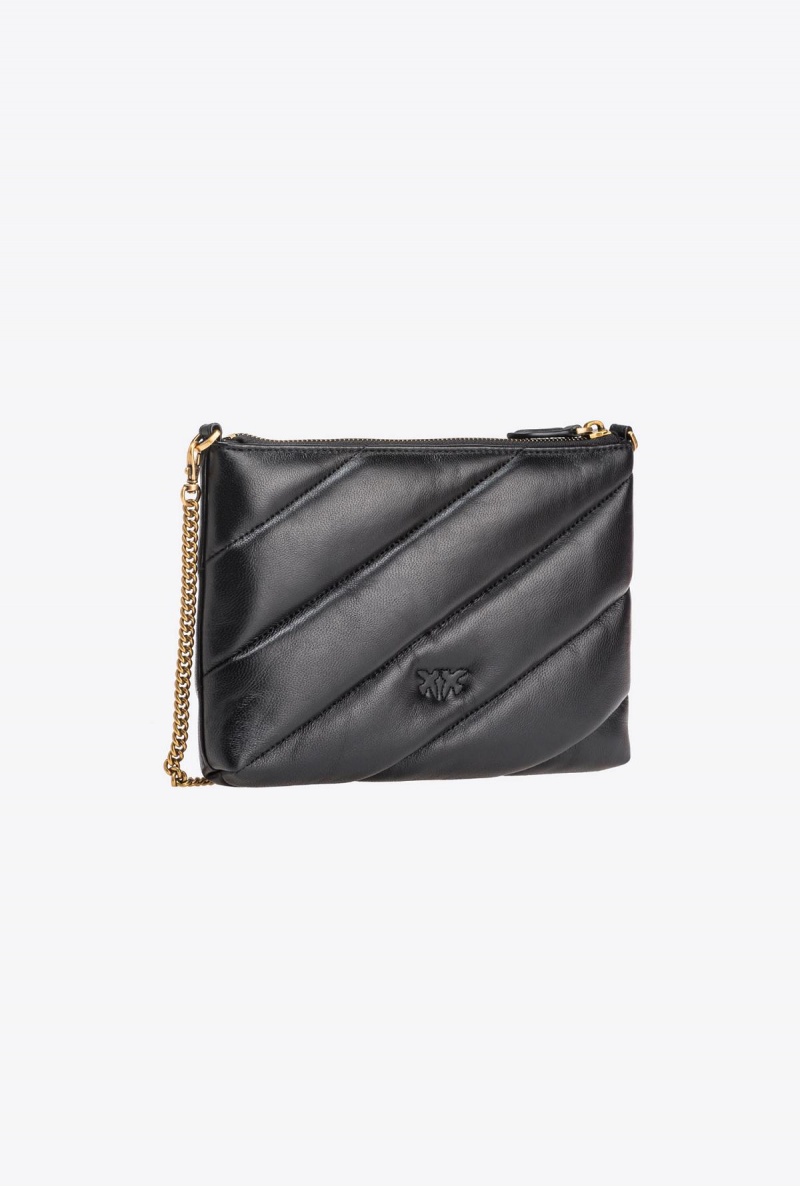 BLACK-ANTIQUE GOLD Pinko Quilted nappa leather Flat Bag | ZMYMJ72669