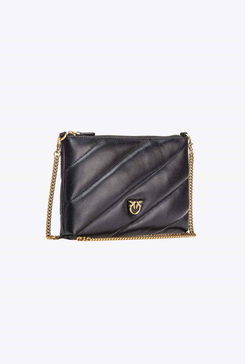 BLACK-ANTIQUE GOLD Pinko Quilted nappa leather Flat Bag | ZMYMJ72669