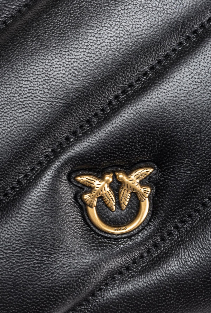 BLACK-ANTIQUE GOLD Pinko Quilted nappa leather Flat Bag | ZMYMJ72669