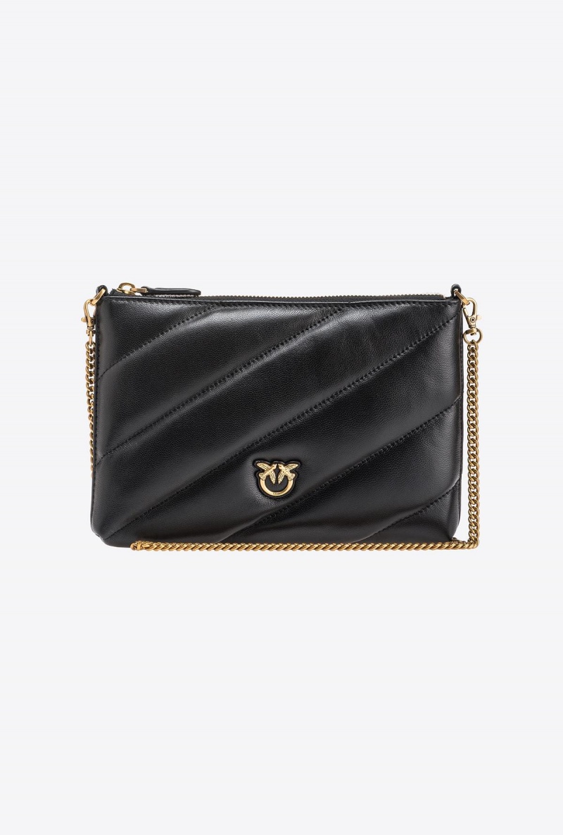BLACK-ANTIQUE GOLD Pinko Quilted nappa leather Flat Bag | ZMYMJ72669