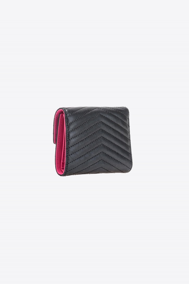 BLACK-ANTIQUE GOLD Pinko Small chevron nappa leather wallet | FMYUI82369