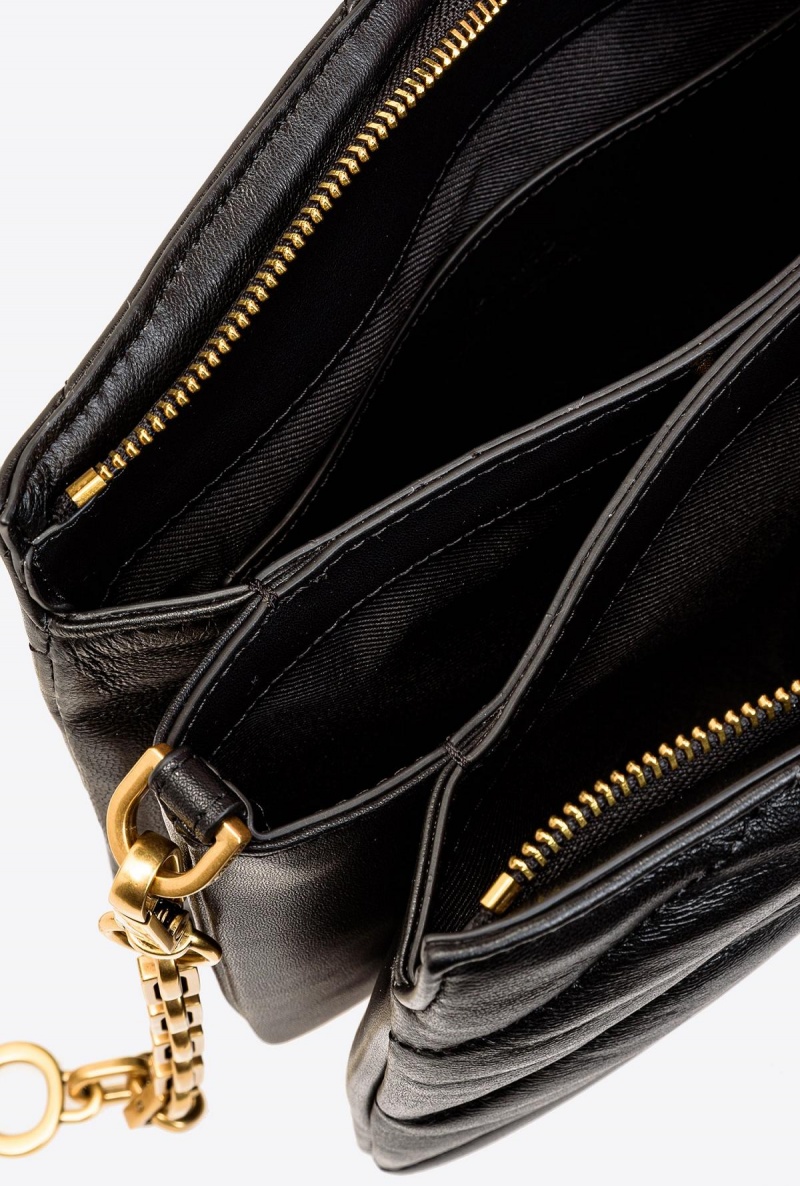BLACK-ANTIQUE GOLD Pinko Small Twins Bag Maxi Quilt | MYNEJ22449