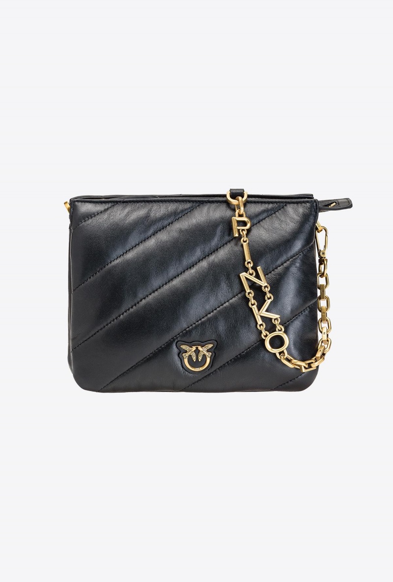 BLACK-ANTIQUE GOLD Pinko Small Twins Bag Maxi Quilt | MYNEJ22449