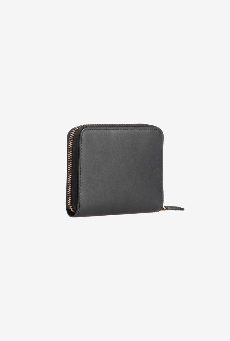 BLACK-ANTIQUE GOLD Pinko Square leather zip-around purse | MYXBR97091