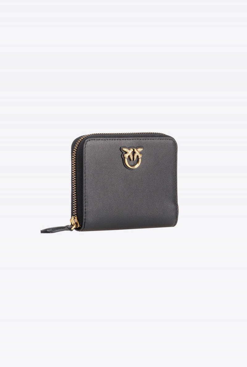 BLACK-ANTIQUE GOLD Pinko Square leather zip-around purse | MYXBR97091