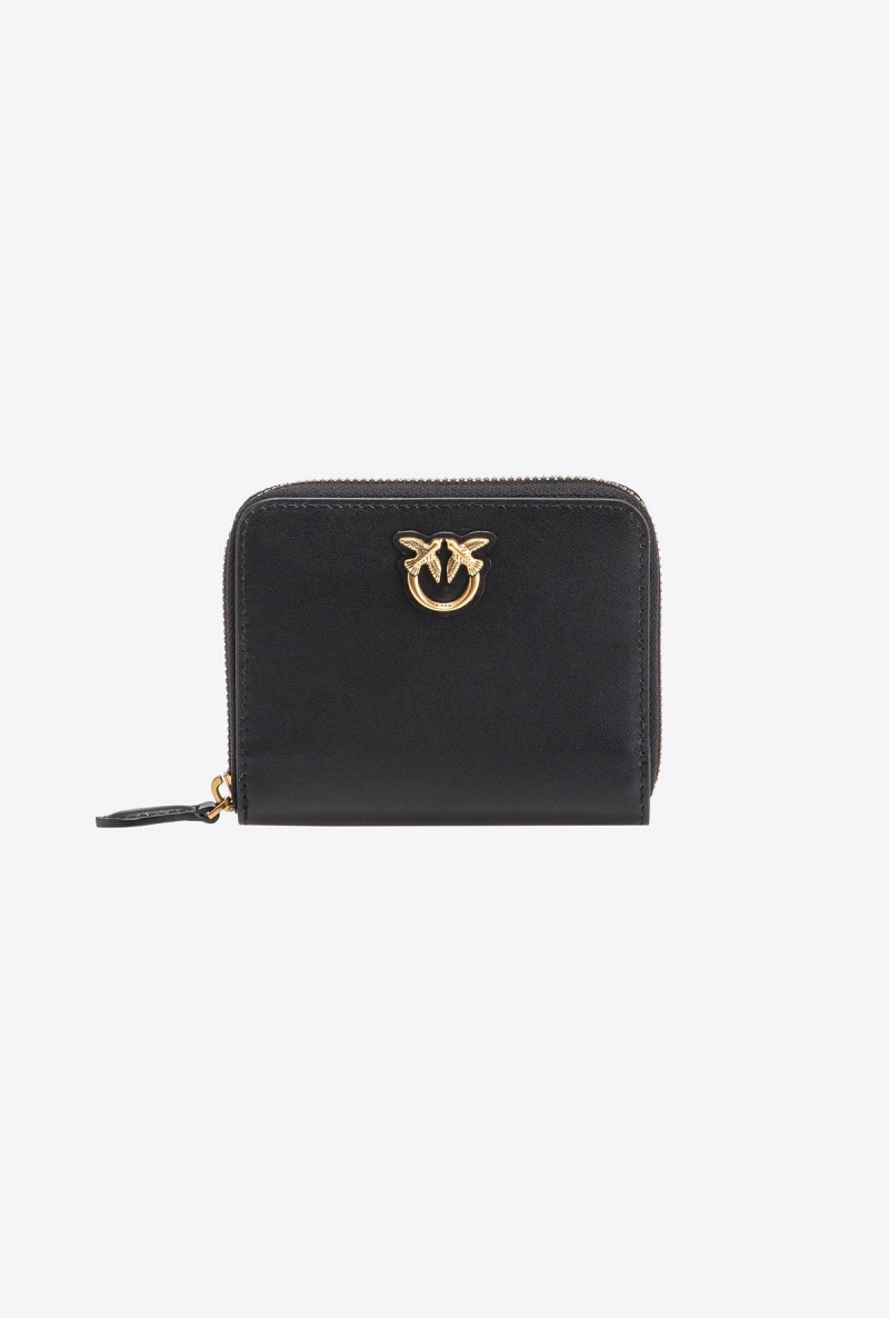 BLACK-ANTIQUE GOLD Pinko Square leather zip-around purse | MYXBR97091