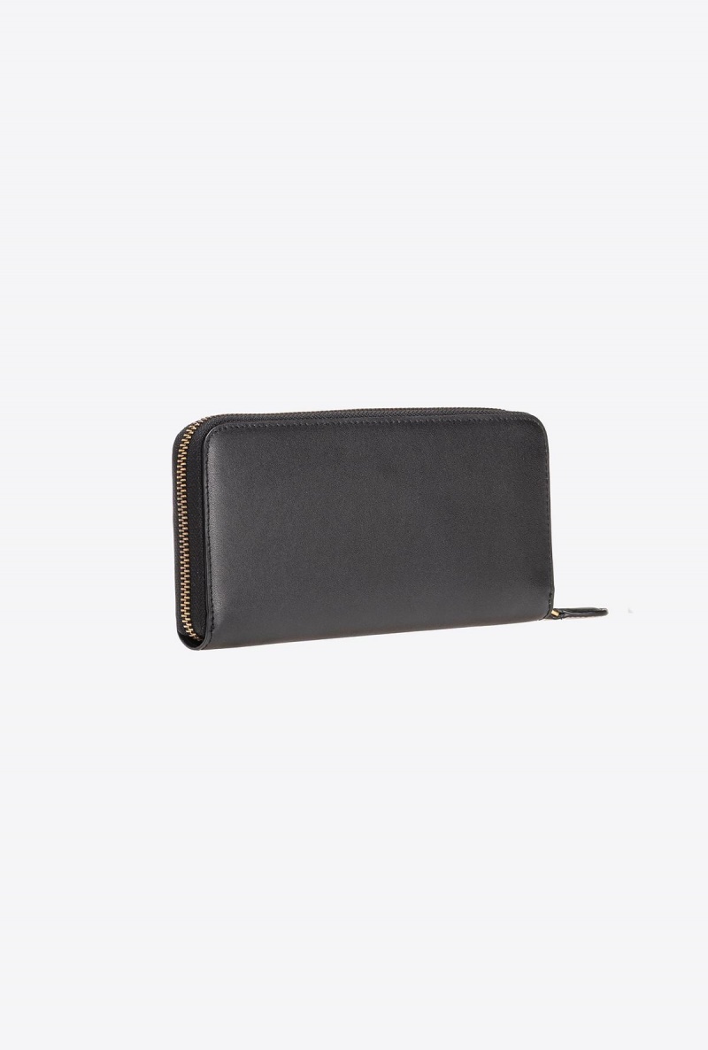 BLACK-ANTIQUE GOLD Pinko Zip-around leather purse | QMYWA85421