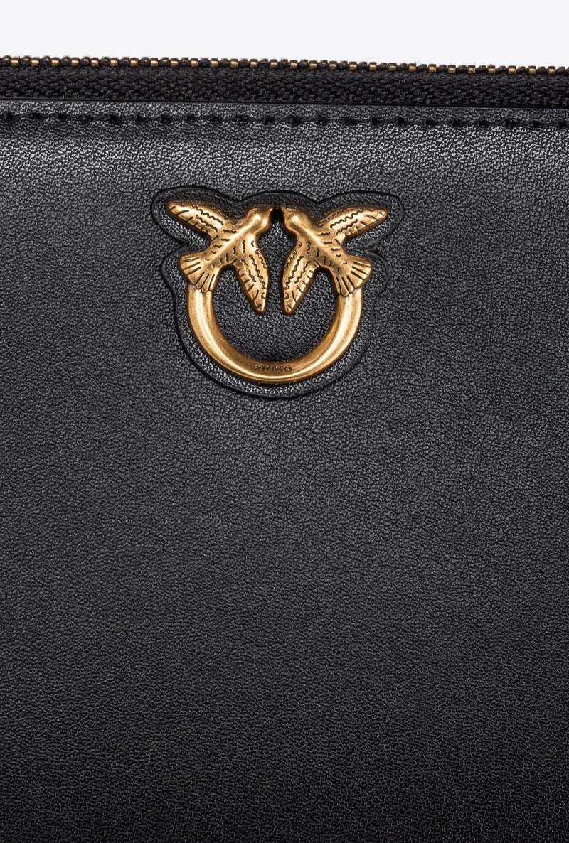 BLACK-ANTIQUE GOLD Pinko Zip-around leather purse | QMYWA85421