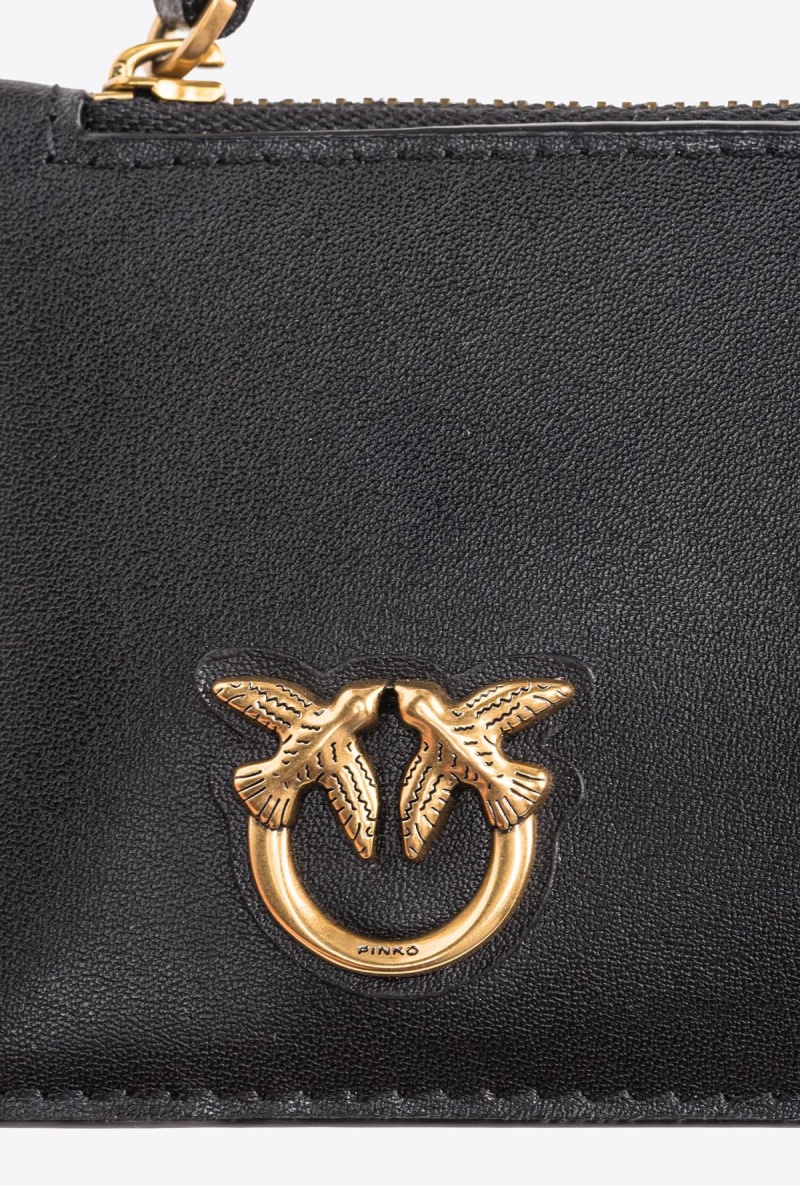 BLACK-ANTIQUE GOLD Pinko Zipped card holder | SMYNY95498
