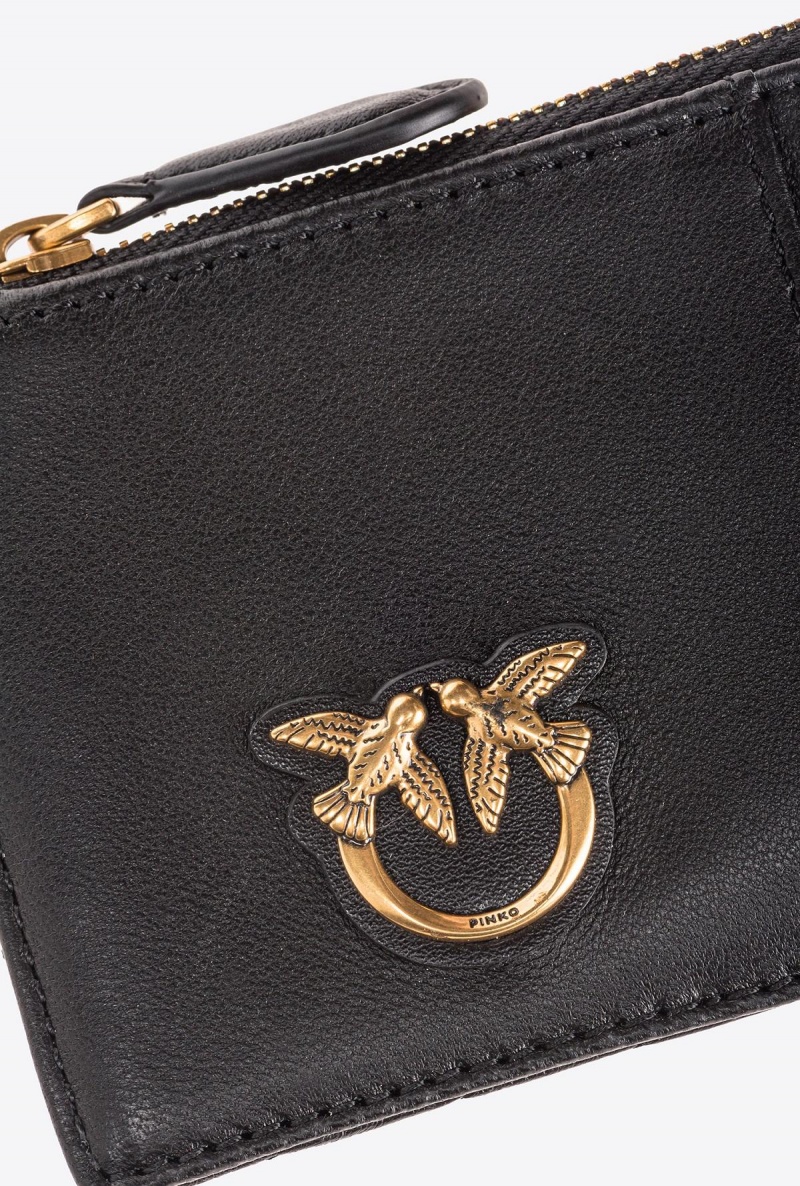 BLACK-ANTIQUE GOLD Pinko Zipped chevron-patterned card holder | EMYVG41334