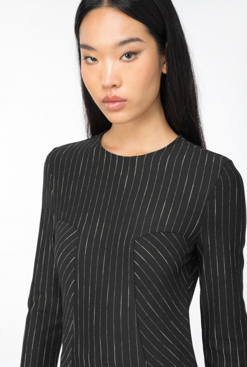 BLACK/BEIGE Pinko Calf-length pinstriped dress | XMYBH14693