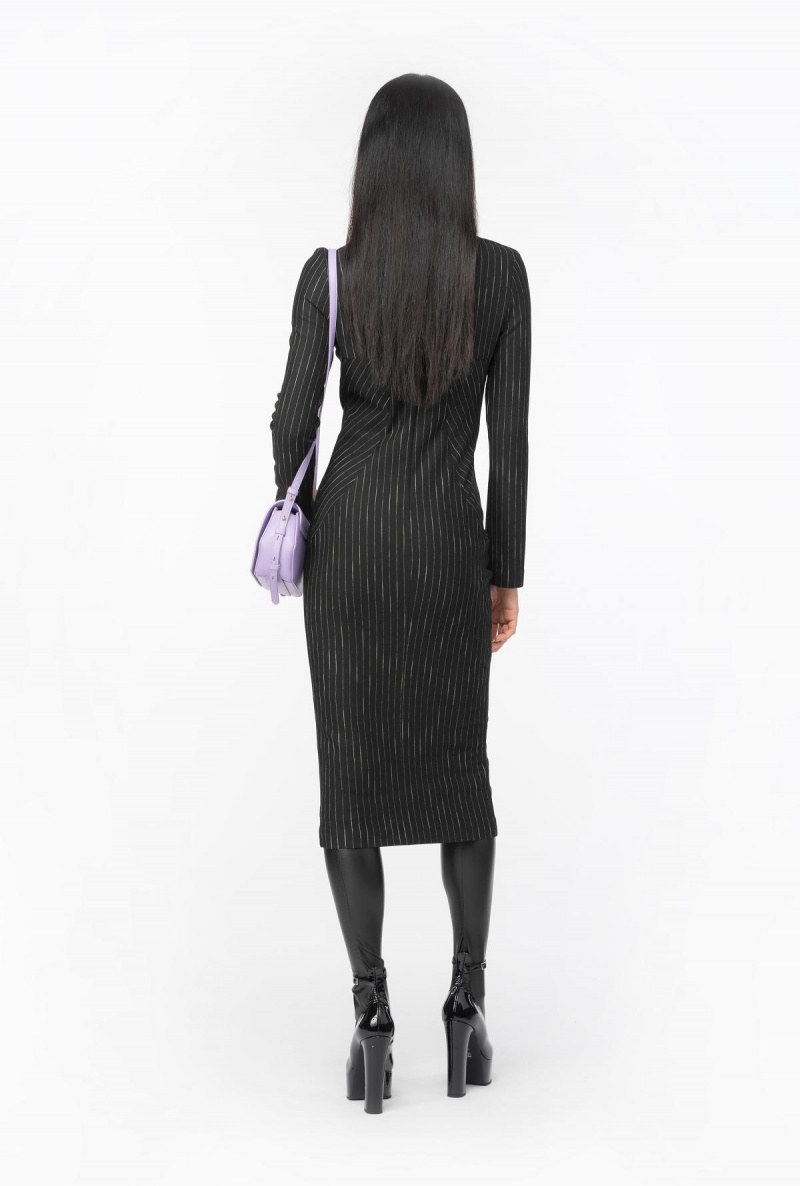 BLACK/BEIGE Pinko Calf-length pinstriped dress | XMYBH14693