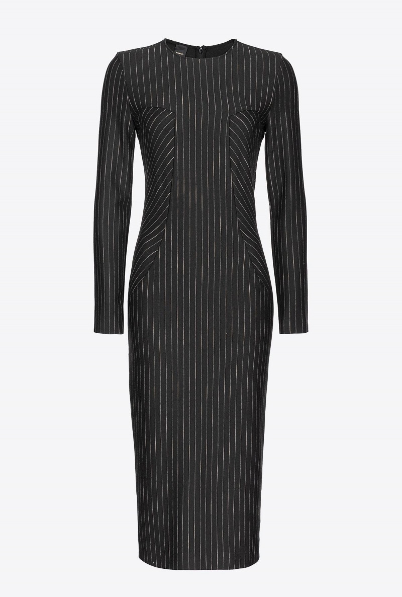 BLACK/BEIGE Pinko Calf-length pinstriped dress | XMYBH14693