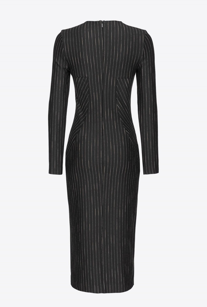 BLACK/BEIGE Pinko Calf-length pinstriped dress | XMYBH14693