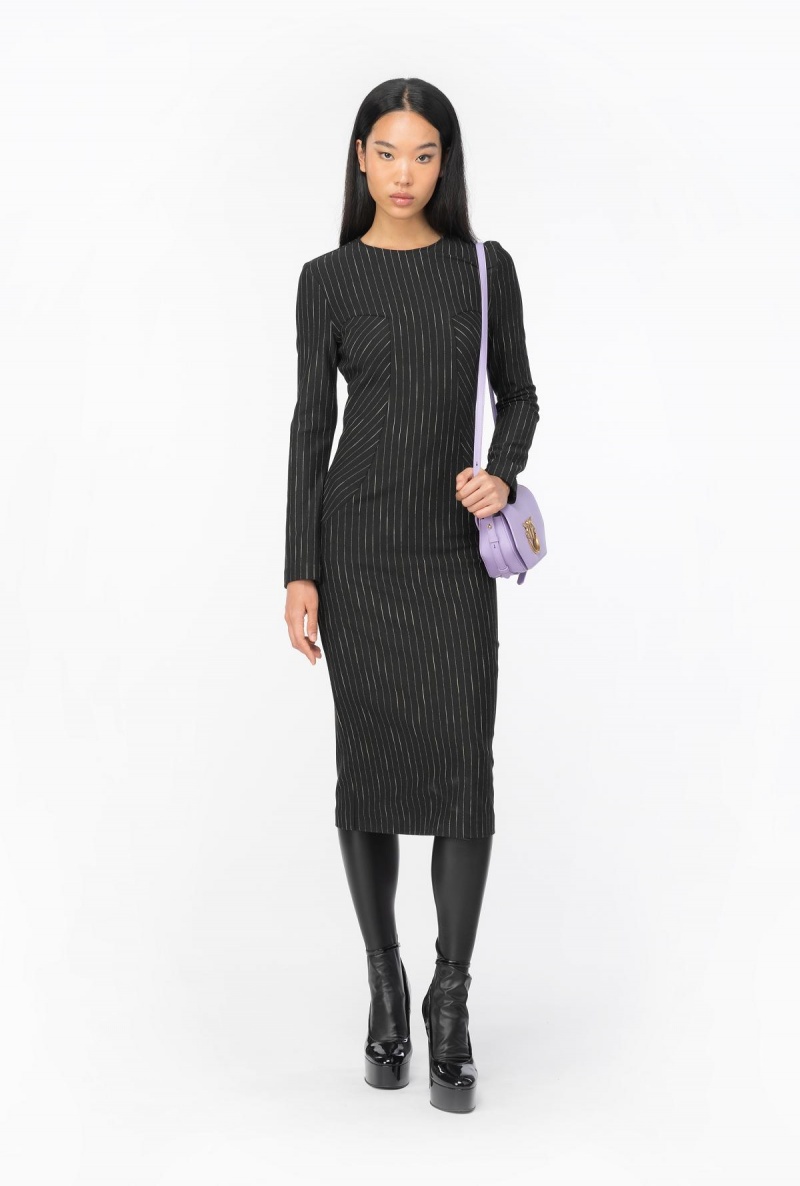 BLACK/BEIGE Pinko Calf-length pinstriped dress | XMYBH14693