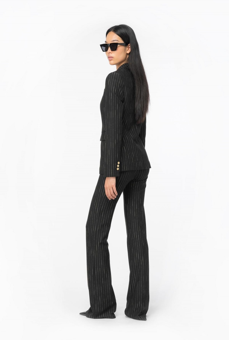BLACK/BEIGE Pinko Flared pinstriped trousers | XMYGW60691