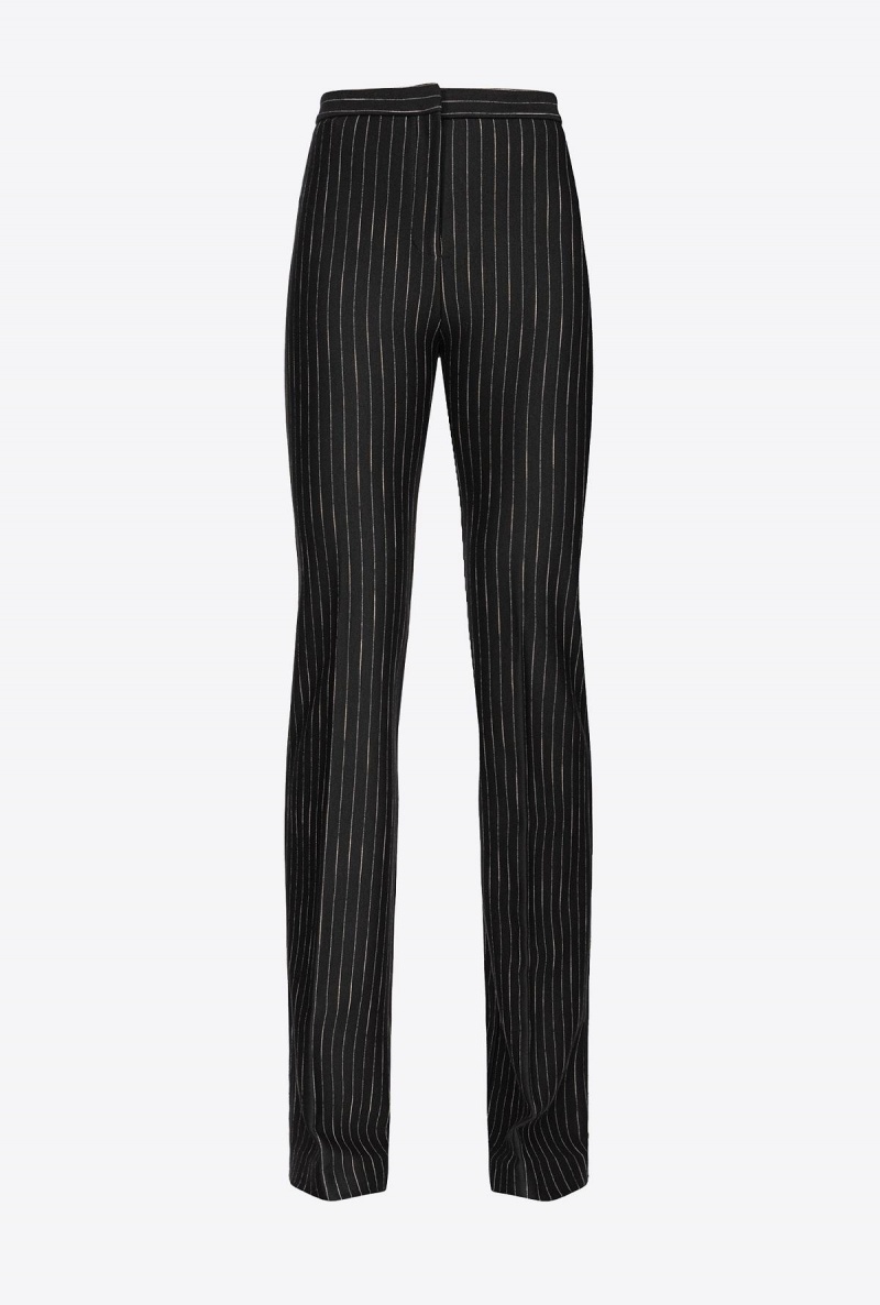 BLACK/BEIGE Pinko Flared pinstriped trousers | XMYGW60691