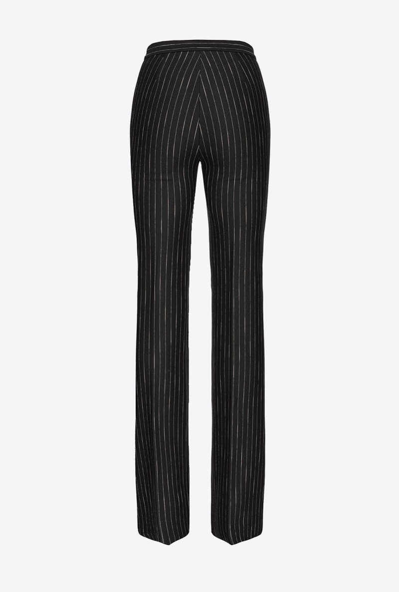 BLACK/BEIGE Pinko Flared pinstriped trousers | XMYGW60691