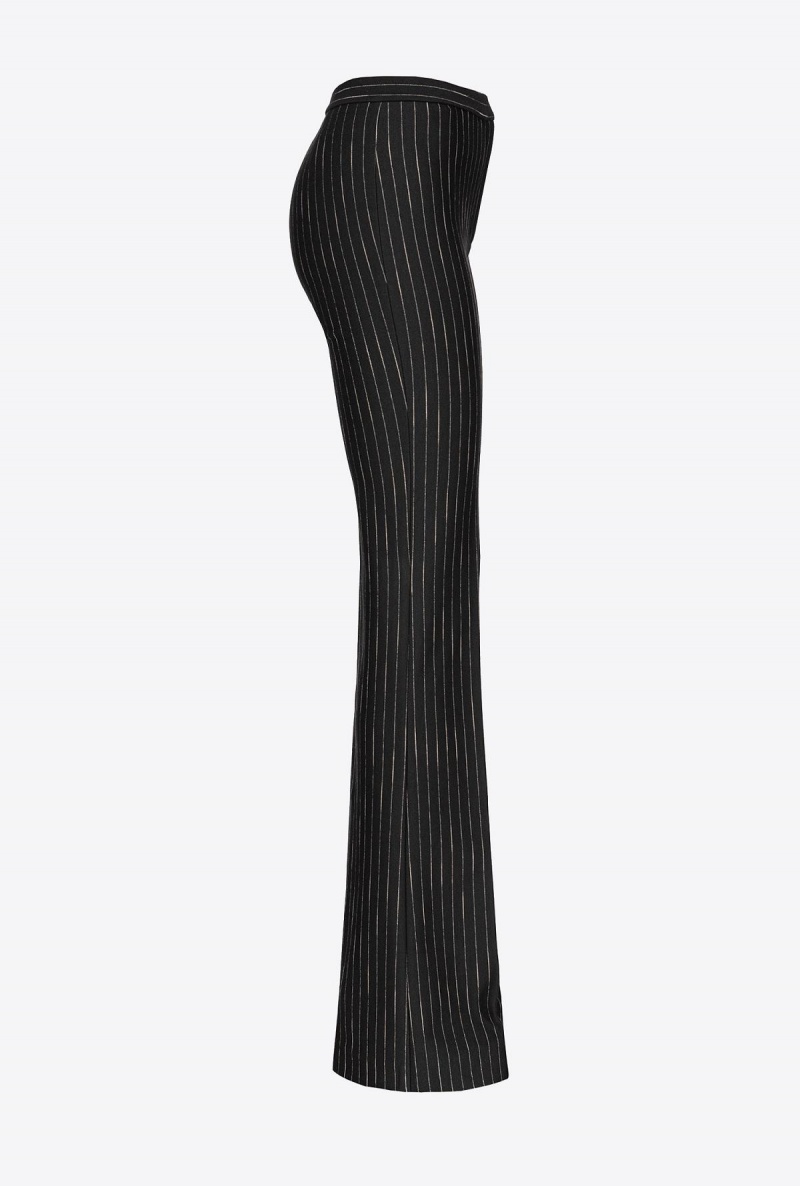BLACK/BEIGE Pinko Flared pinstriped trousers | XMYGW60691