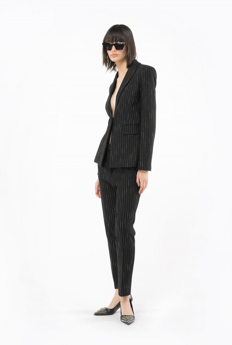 BLACK/BEIGE Pinko Pinstriped cigarette trousers | FMYUI42292