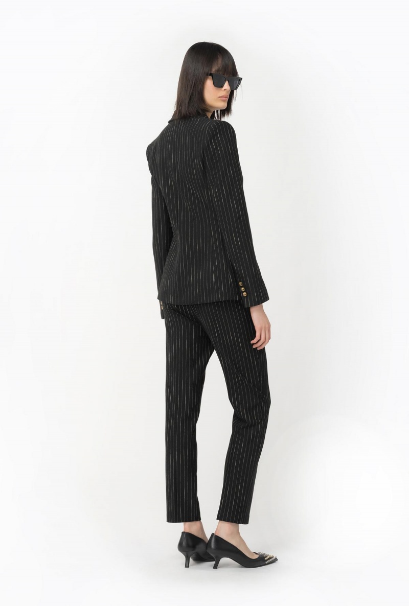 BLACK/BEIGE Pinko Pinstriped cigarette trousers | FMYUI42292