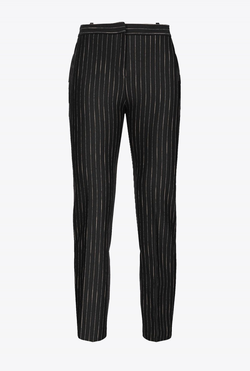 BLACK/BEIGE Pinko Pinstriped cigarette trousers | FMYUI42292