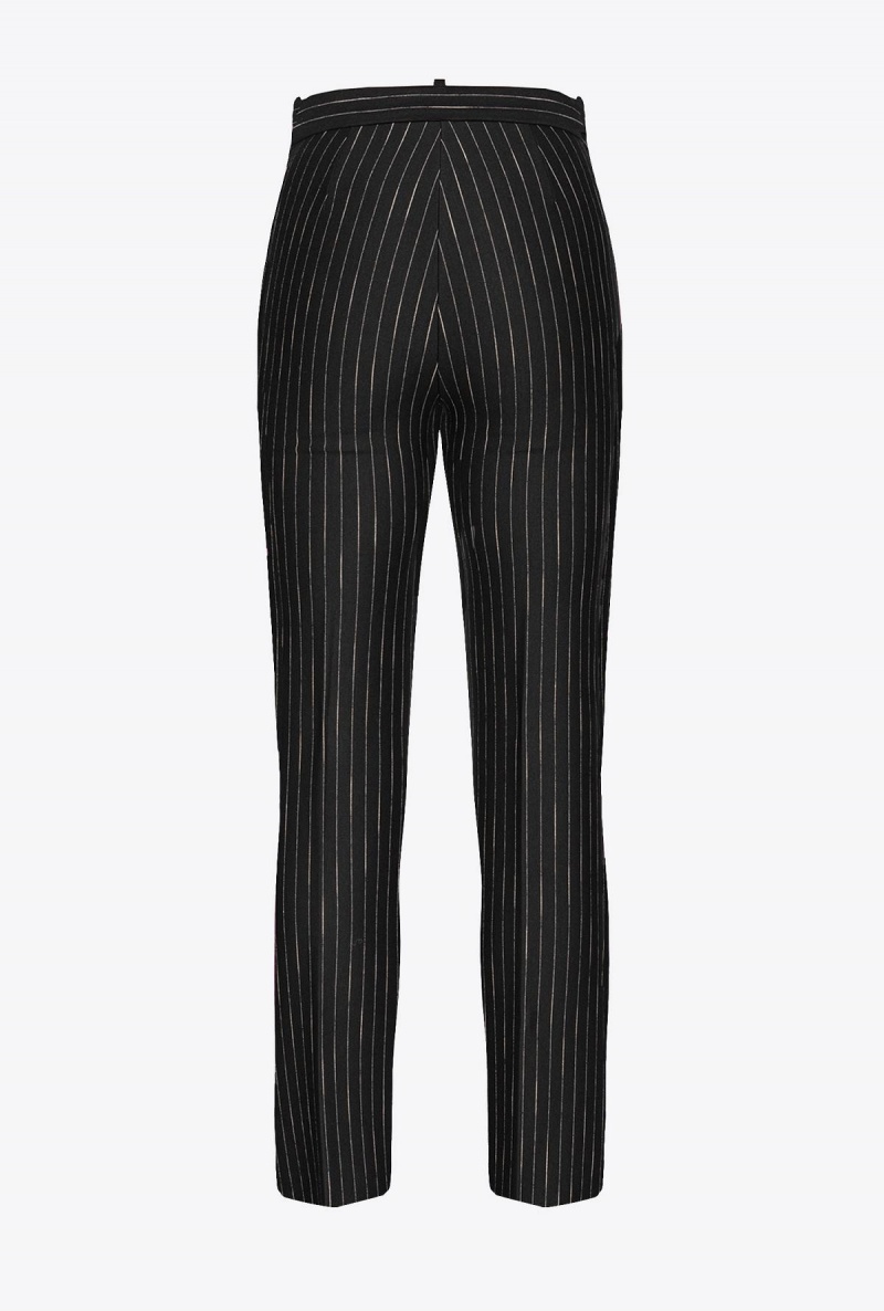 BLACK/BEIGE Pinko Pinstriped cigarette trousers | FMYUI42292