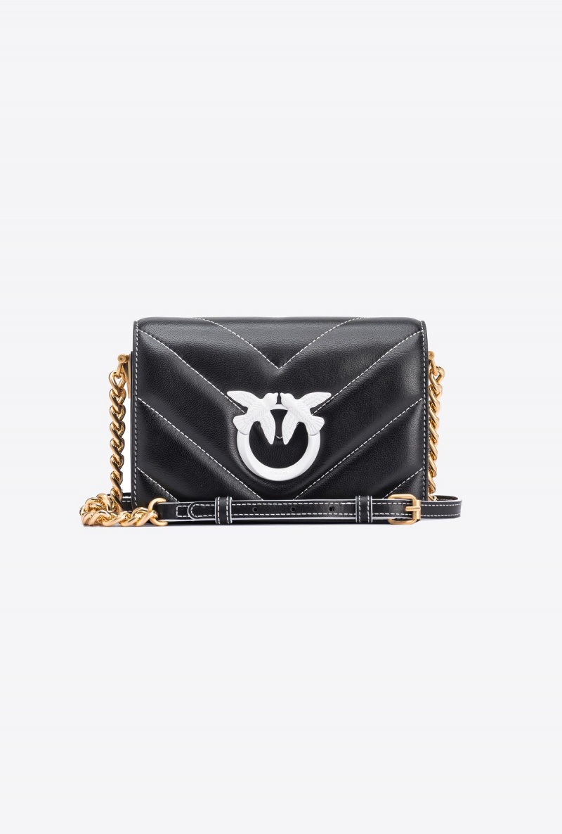 BLACK+COLOUR CONTRASTING COLOUR Pinko Galleria Mini Love Bag Click Big Chevron Opposite | EMYVG64440
