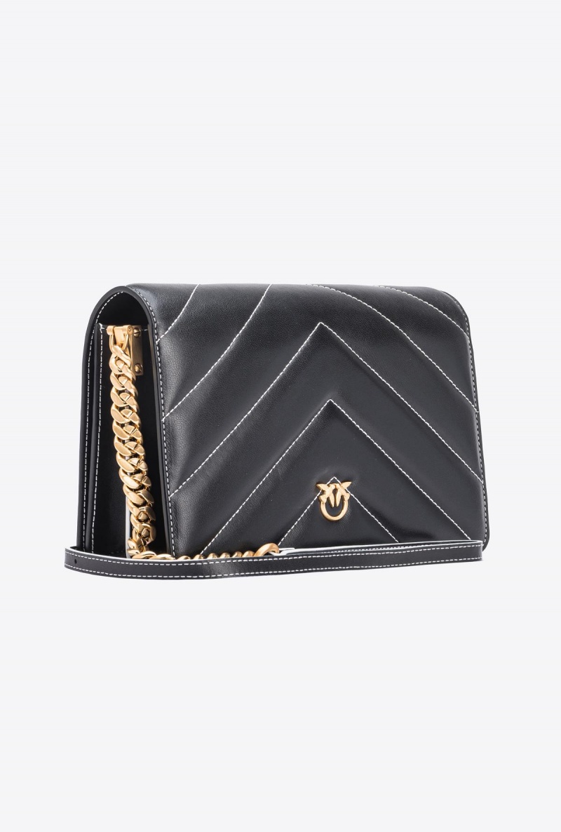 BLACK+COLOUR CONTRASTING COLOUR Pinko Galleria Classic Love Bag Click Big Chevron Opposite | AMYWC90913
