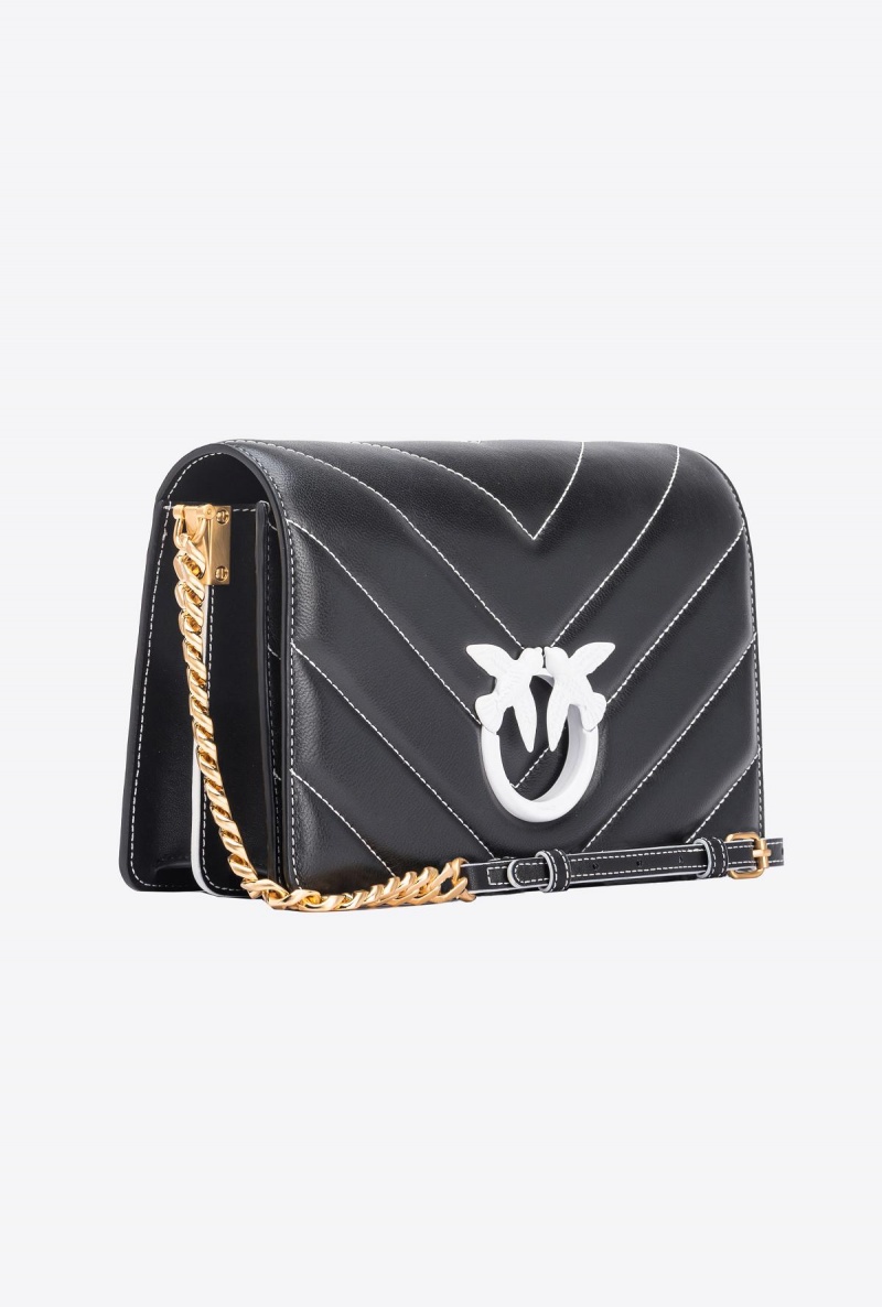BLACK+COLOUR CONTRASTING COLOUR Pinko Galleria Classic Love Bag Click Big Chevron Opposite | AMYWC90913