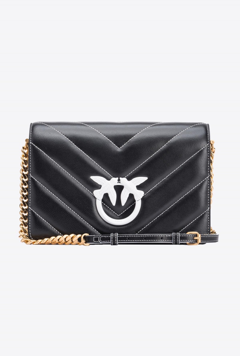 BLACK+COLOUR CONTRASTING COLOUR Pinko Galleria Classic Love Bag Click Big Chevron Opposite | AMYWC90913