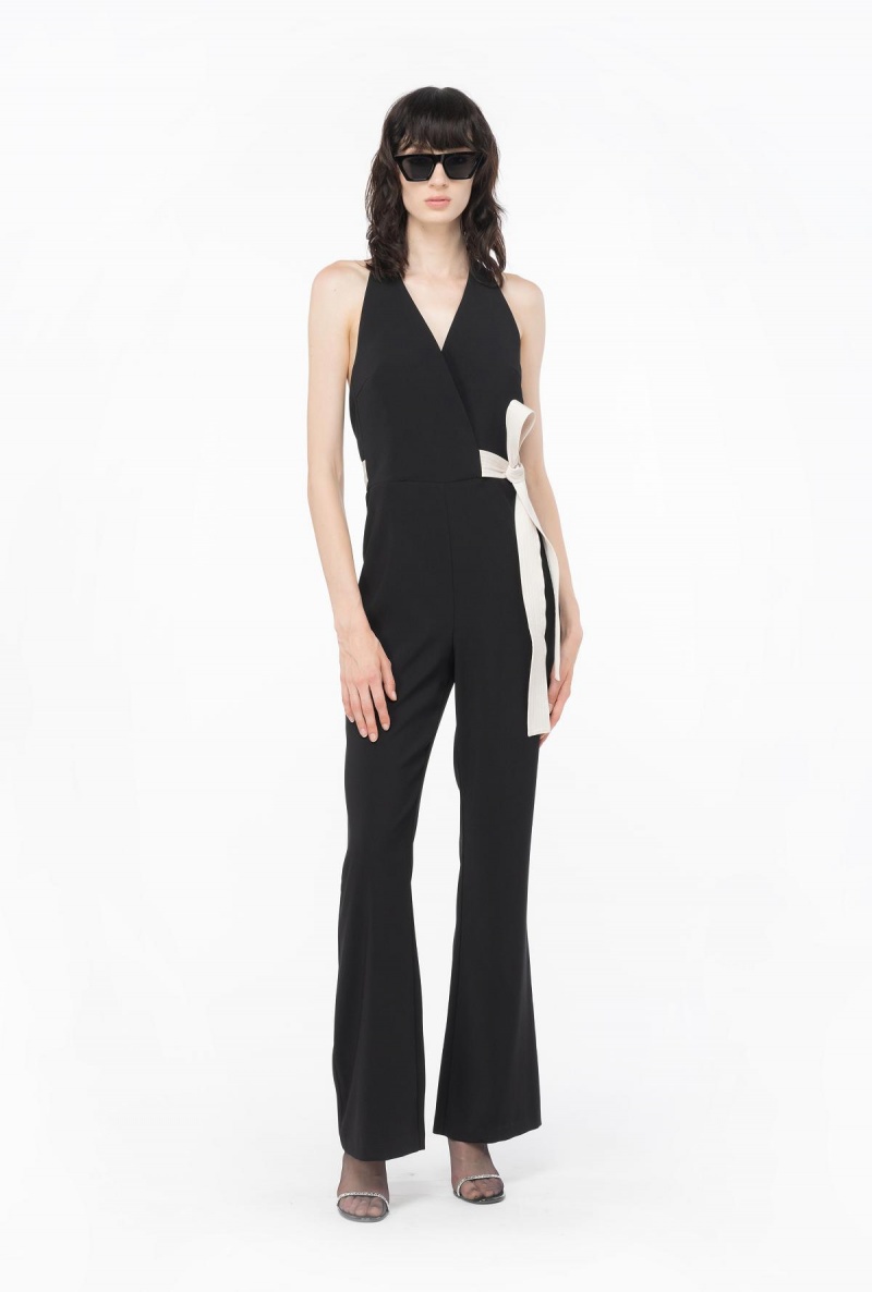 BLACK/ECRU Pinko Jumpsuit with contrasting bow | AMYDF54859