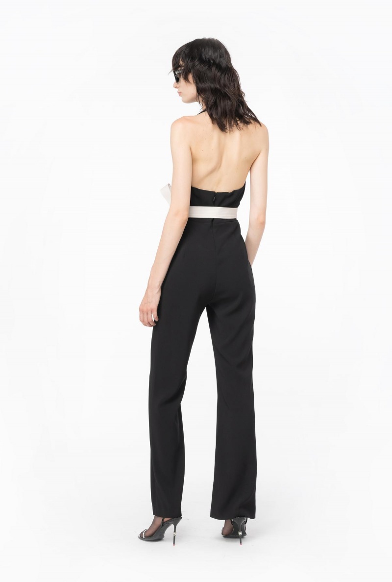 BLACK/ECRU Pinko Jumpsuit with contrasting bow | AMYDF54859