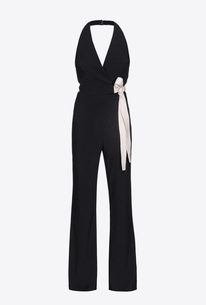 BLACK/ECRU Pinko Jumpsuit with contrasting bow | AMYDF54859