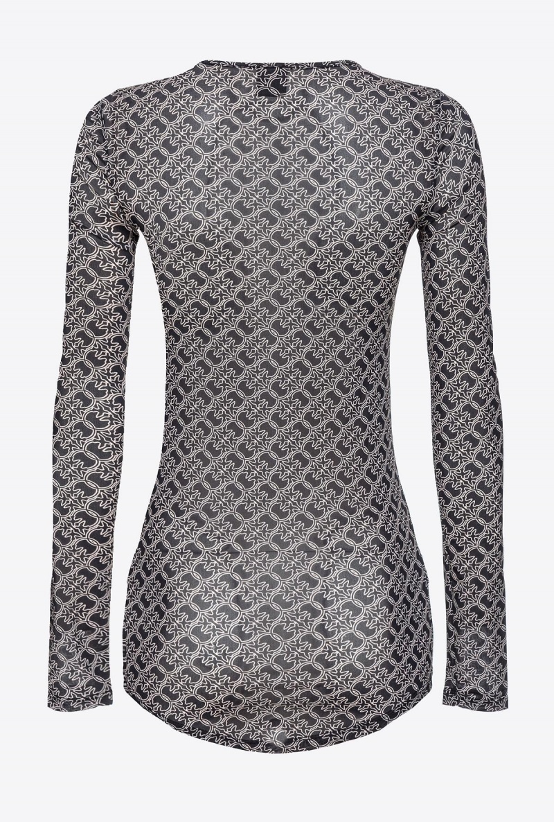 BLACK/ECRU Pinko Long-sleeved sweater with logo | MYQCS93936