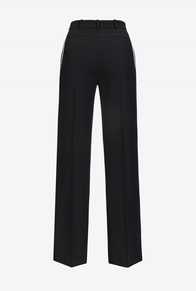 BLACK/ECRU Pinko Wide-leg crepe trousers | MYCIF30555