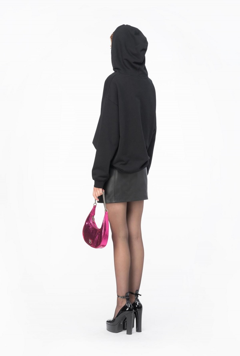 BLACK/FUCHSIA Pinko Ironiko-print sweatshirt | MYQAV50686