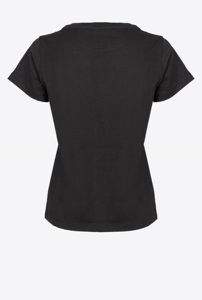 BLACK/FUCHSIA Pinko T-shirt with micro logo | FMYHY17883