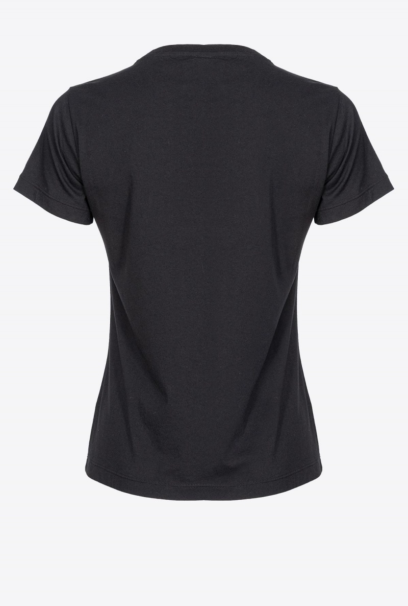 BLACK/GREEN Pinko Ironiko-print T-shirt | UMYTG54268