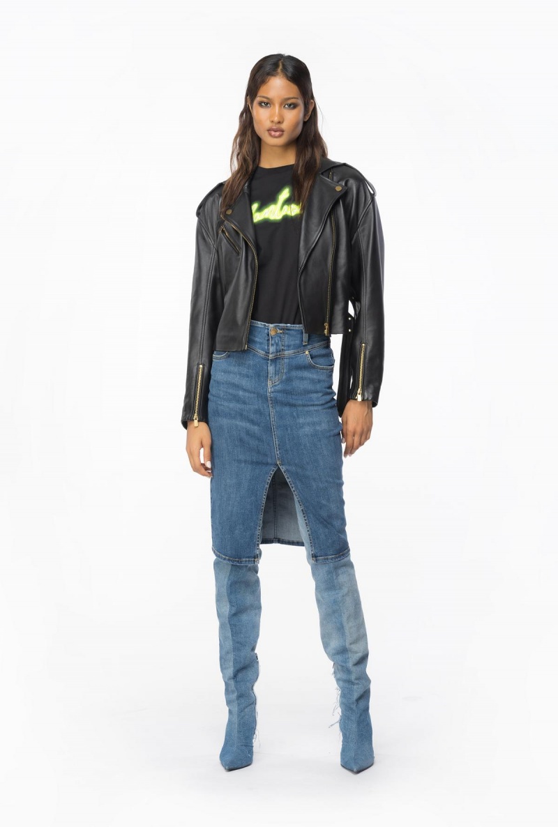 BLACK/GREEN Pinko Oversized T-shirt with Fantastiko print | GMYUC21837