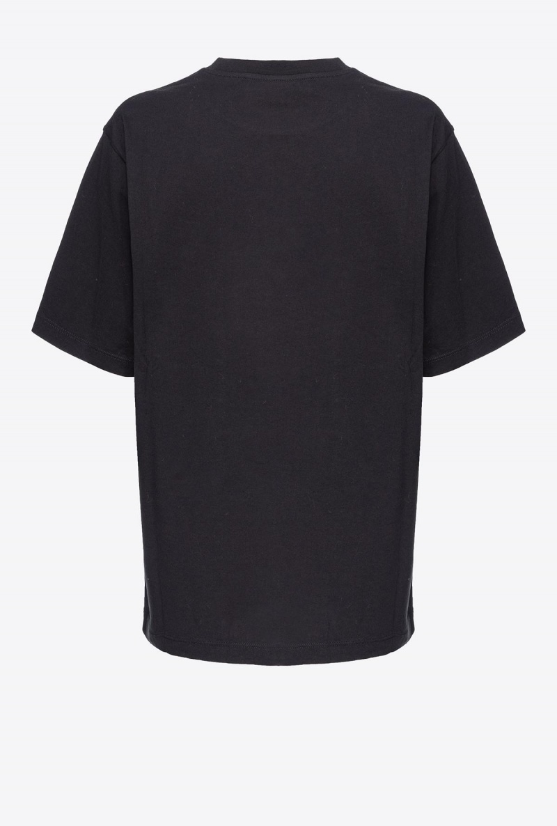 BLACK/GREEN Pinko Oversized T-shirt with Fantastiko print | GMYUC21837