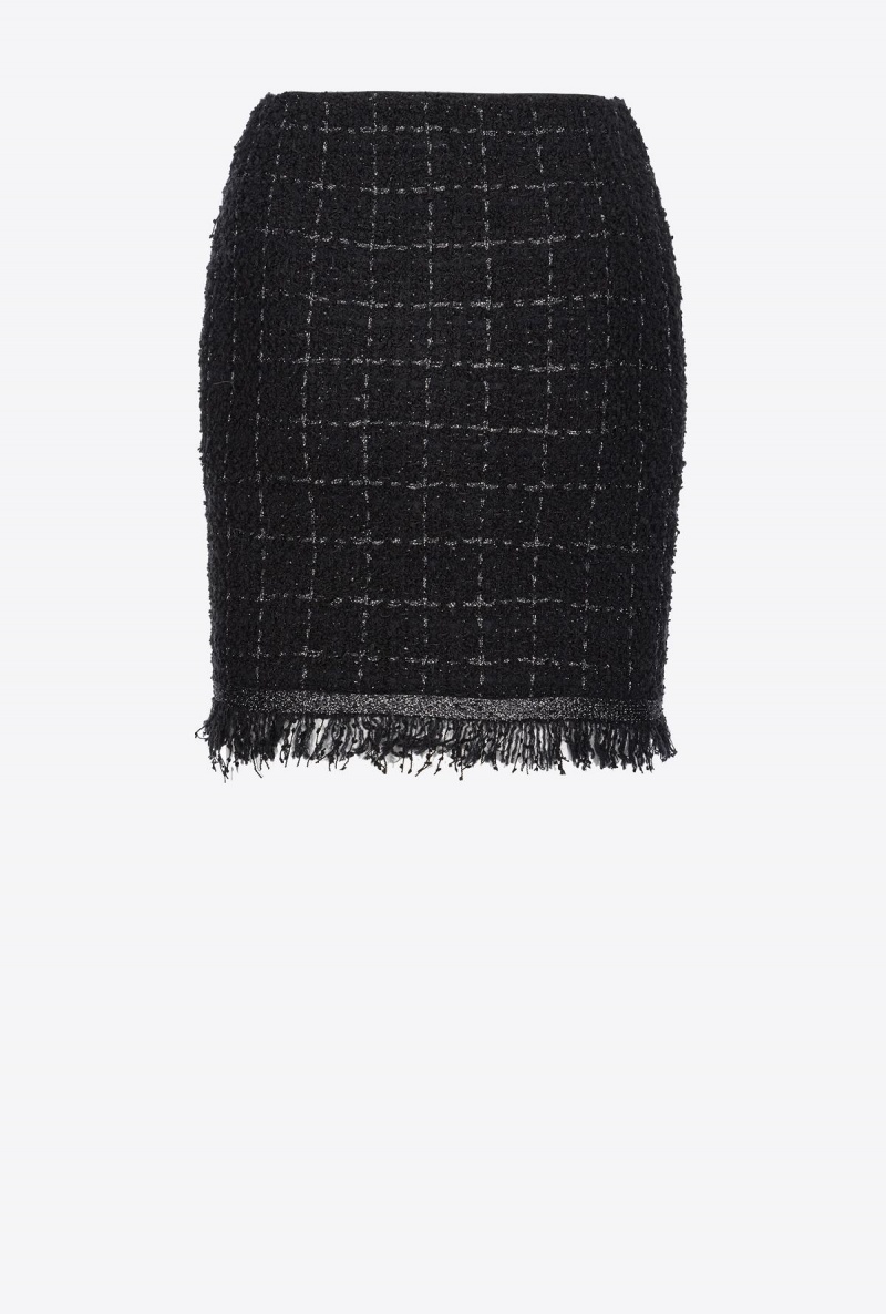 BLACK/GUNMETAL Pinko Basketweave mini skirt | MYDYB36149