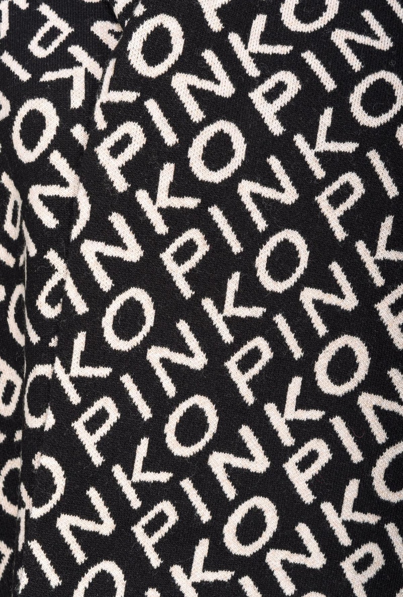 BLACK/IVORY Pinko Branded cashmere-blend scarf | MYJVR76621