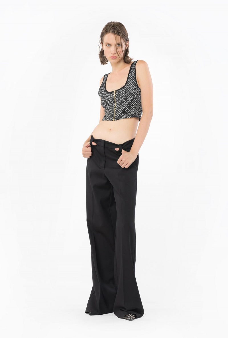 BLACK/IVORY Pinko Crop top with logo detail | PMYER10096