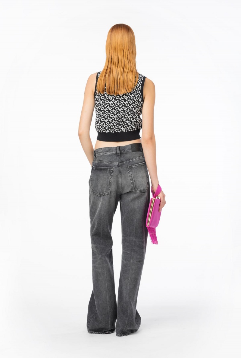 BLACK/IVORY Pinko Logo jacquard vest | MYXBR12599
