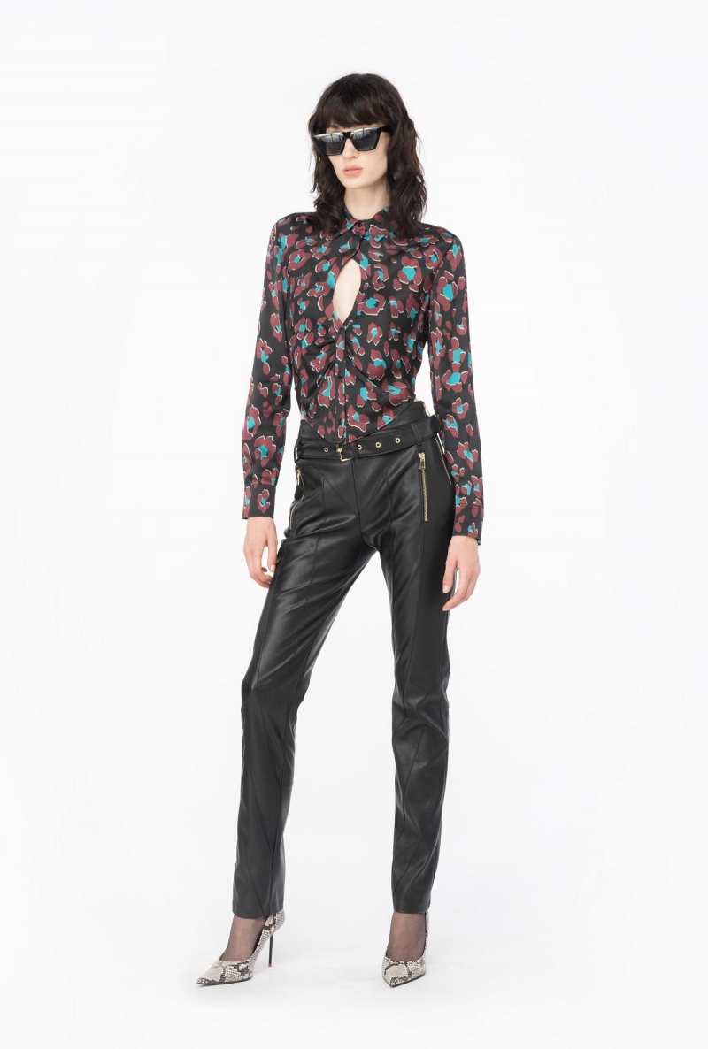 BLACK/LIGHT GREEN/BURGUNDY Pinko Psychedelic dotted shirt | TMYWZ96375