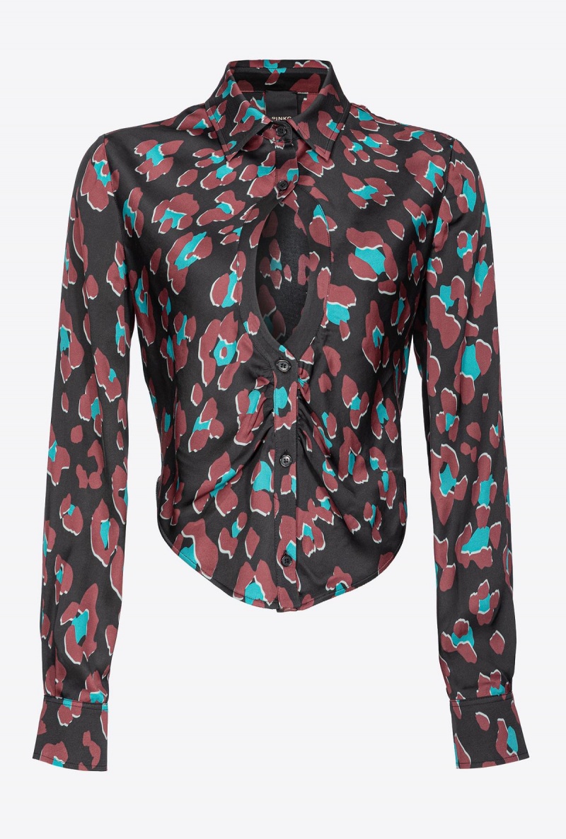 BLACK/LIGHT GREEN/BURGUNDY Pinko Psychedelic dotted shirt | TMYWZ96375