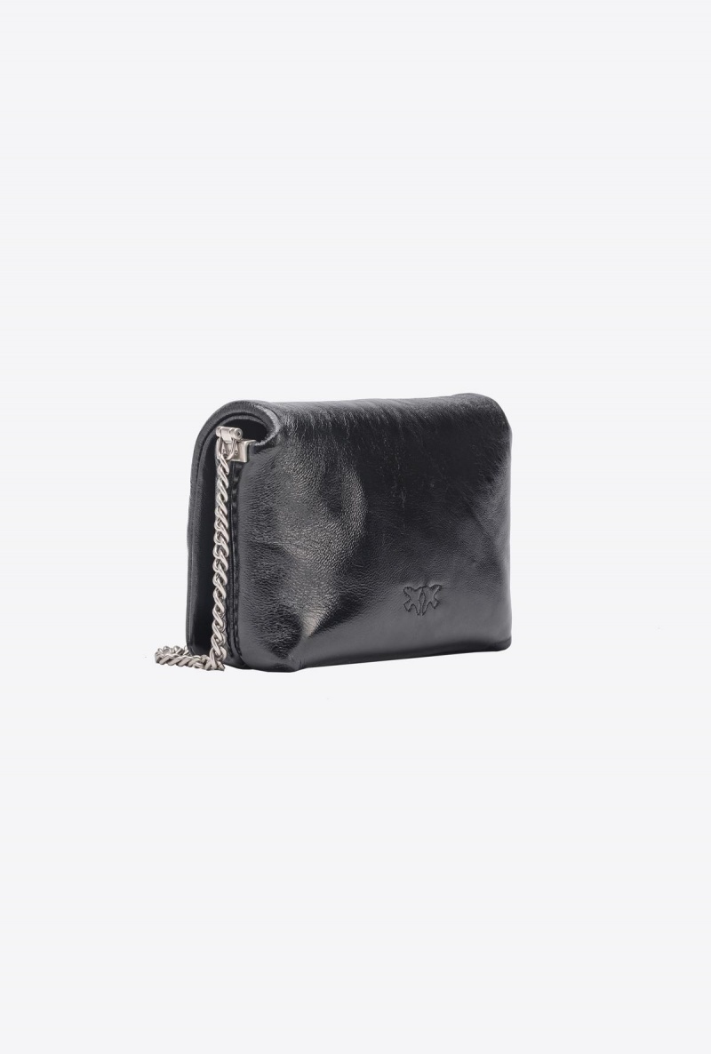 BLACK-OLD SILVER Pinko Baby Love Bag Click Puff laminated | DMYVO34442