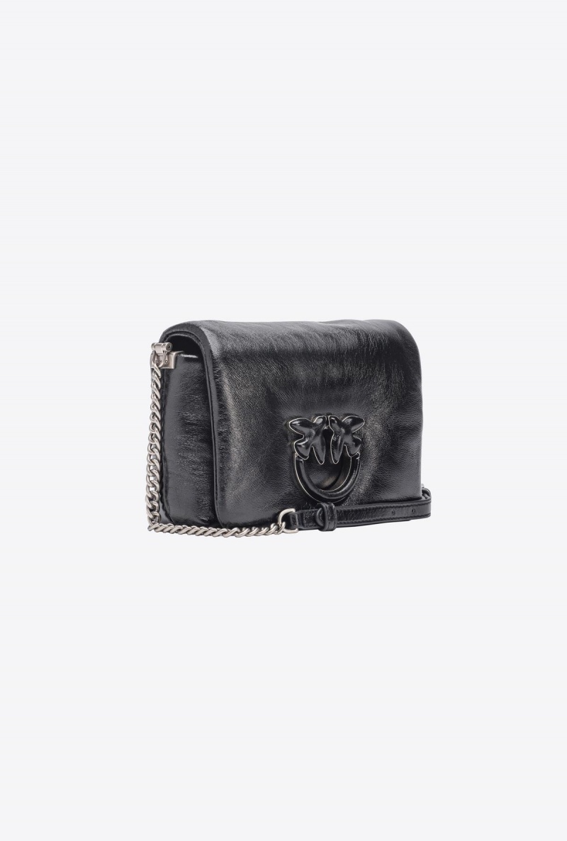 BLACK-OLD SILVER Pinko Baby Love Bag Click Puff laminated | DMYVO34442