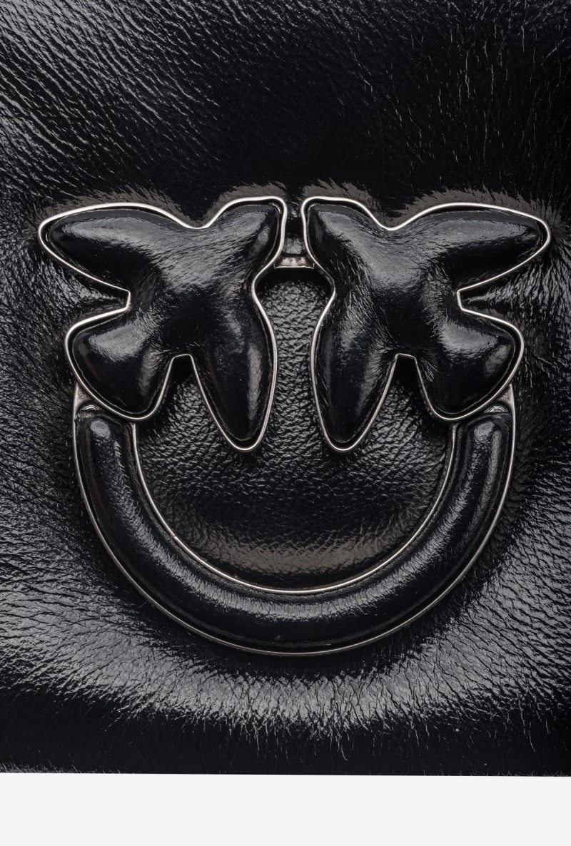 BLACK-OLD SILVER Pinko Baby Love Bag Click Puff laminated | DMYVO34442